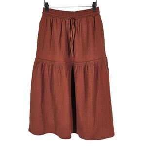 MADEWELL WOMEN'S DIAMOND JACQUARD DRAWSTRING MIDI SKIRT SIZE (XS) BURNT ORANGE